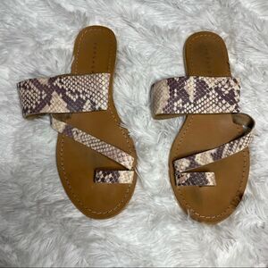 Topshop HONEY leather snake print flat sandals 38 7.5